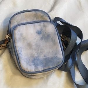 Blue and white tie die purse